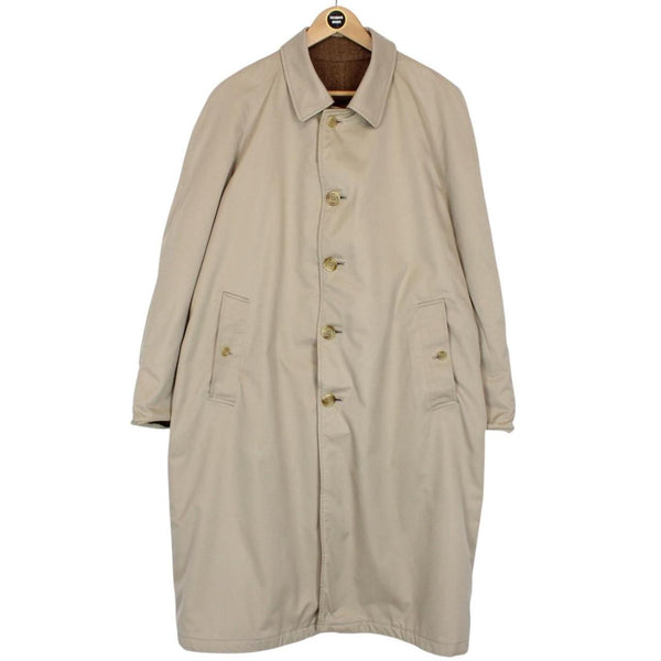 Vintage 90s Burberry Tan and Brown Cotton and Wool Reversible Trench Coat