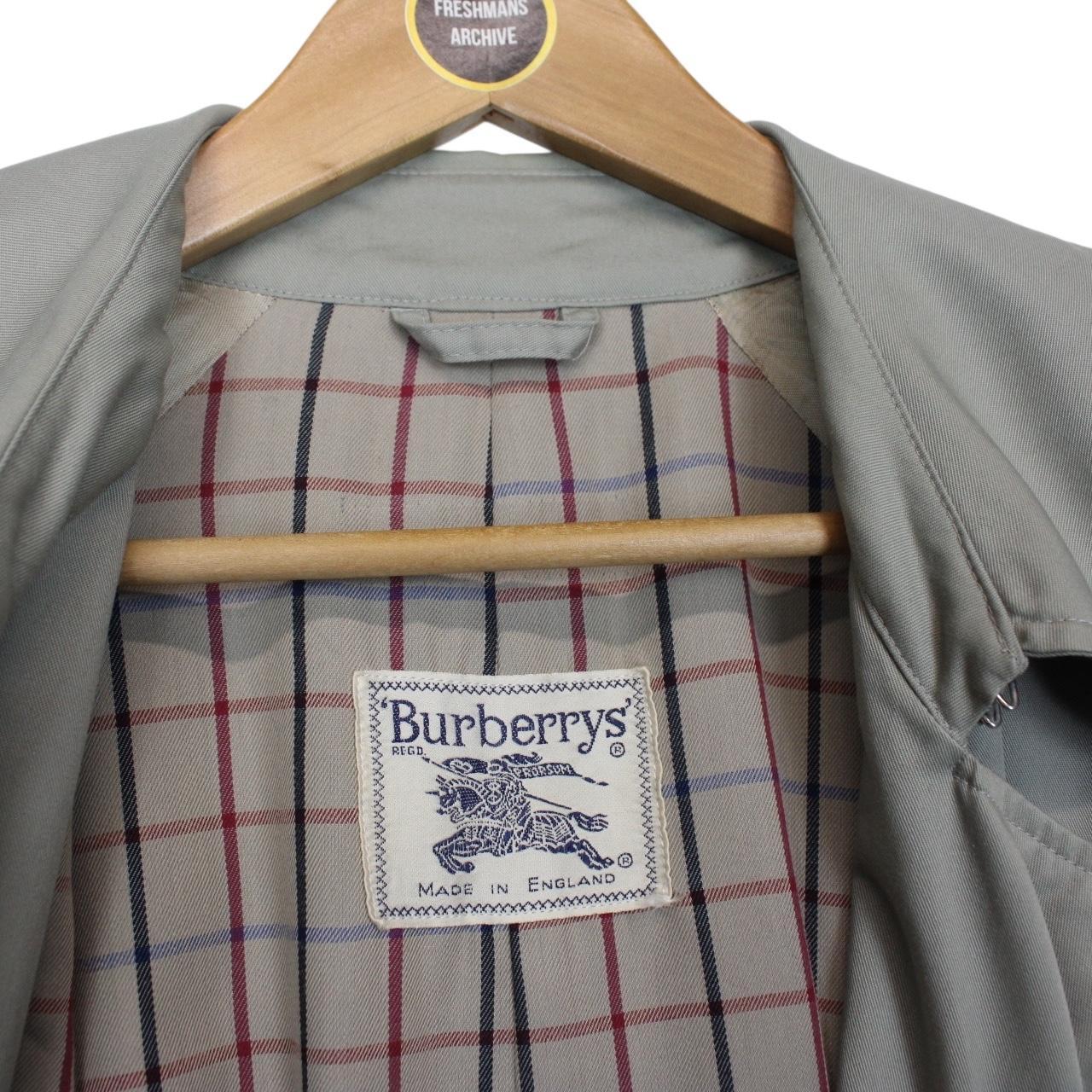 Vintage 80s Burberry Grey Double Breasted Belted Trench Coat
