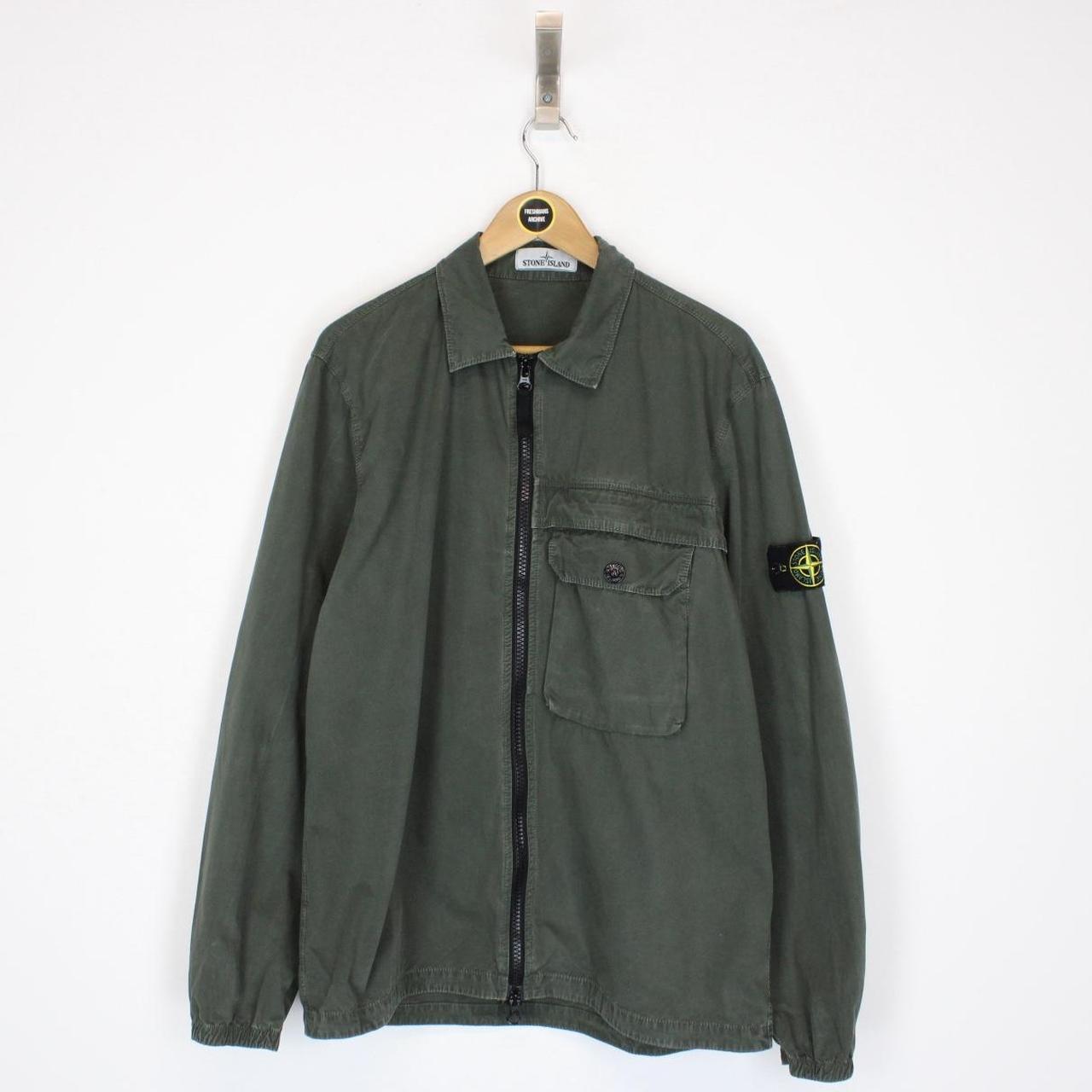 Stone Island AW 2020 Dark Green Full Zip Cotton Overshirt Jacket