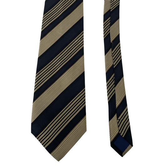 Vintage Aquascutum Black and Gold Silk Tie