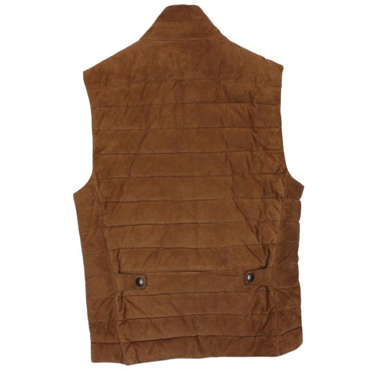 Polo Ralph Lauren Brown Goat Suede Leather Down Gilet / Bodywarmer
