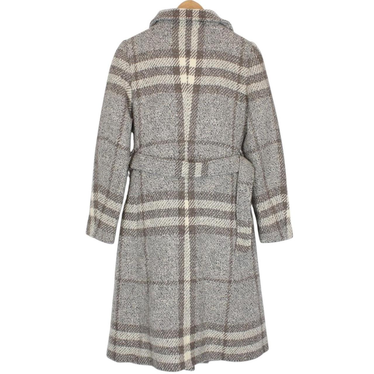 Burberry Grey and Cream Alpaca Wool Nova Check Belted Coat