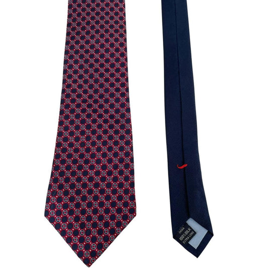 Tommy Hilfiger Red and Navy Blue Silk Tie