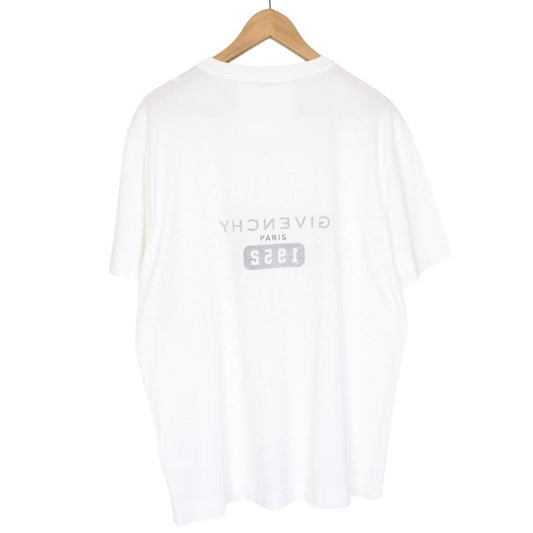 Givenchy Paris White and Black Logo Print Short Sleeve Cotton T-Shirt