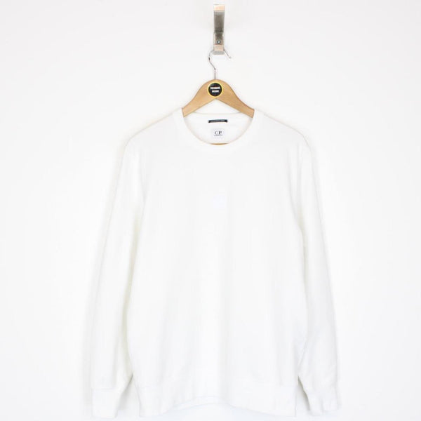 CP Company White Metropolis Logo Sweatshirt Jumper
