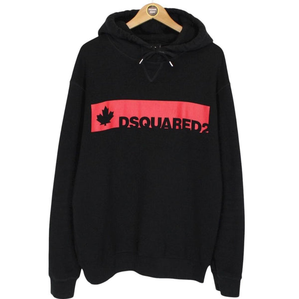 Dsquared2 Black and Red Maple OTH Logo Print Hoodie Jumper