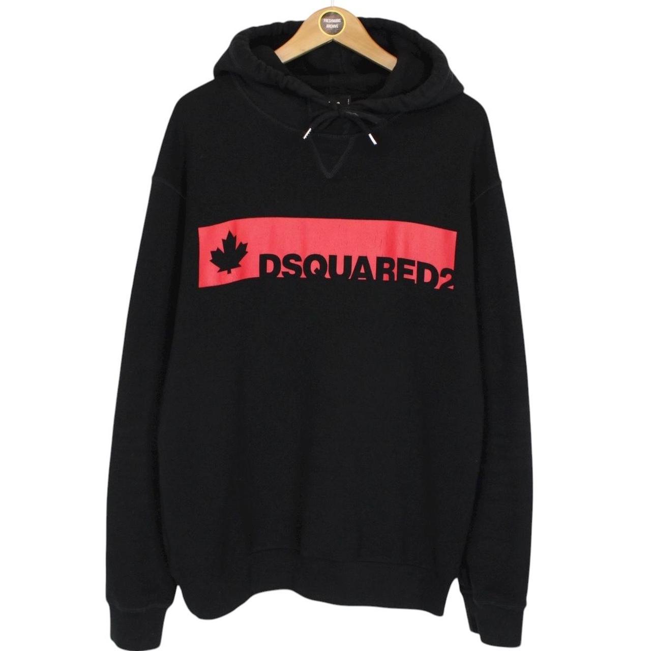 Dsquared2 Black and Red Maple OTH Logo Print Hoodie Jumper