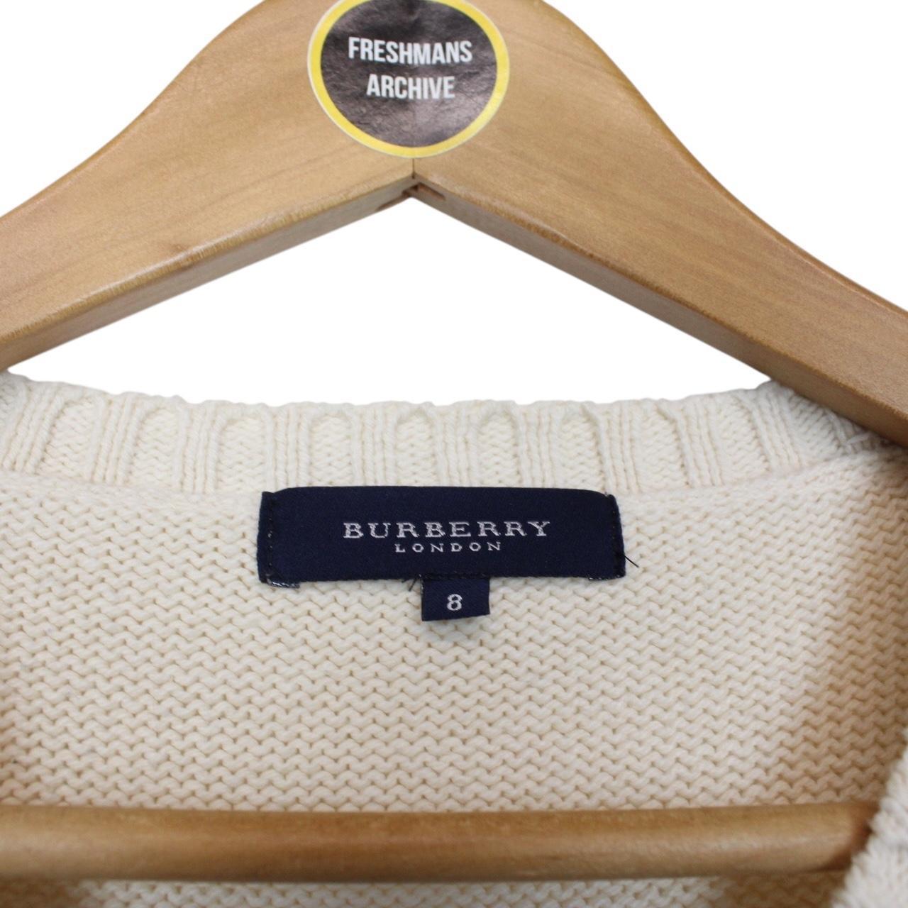 Vintage Burberry London Cream Cotton/Acrylic Knit Sweater Vest