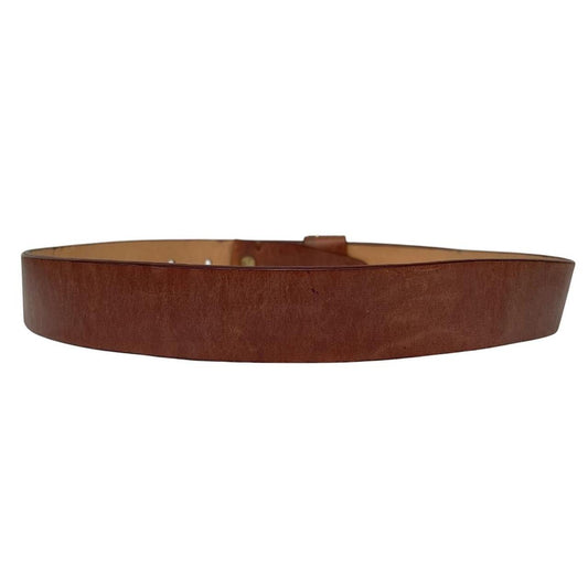 Paul Smith brown leather belt with jewelled buckle and logo detail.