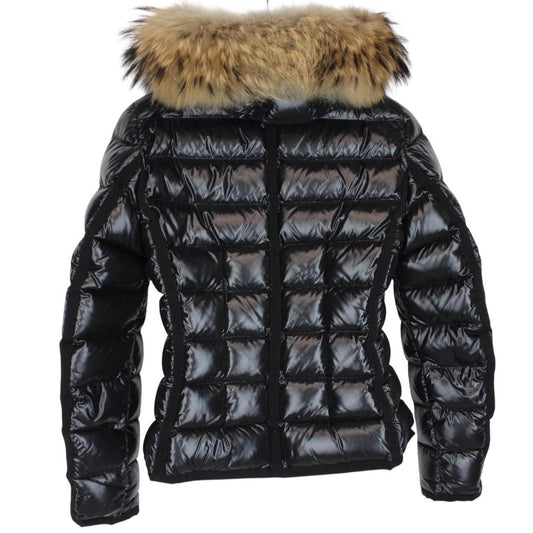 Moncler Armoise Black Full Zip Fur Hooded Down Jacket