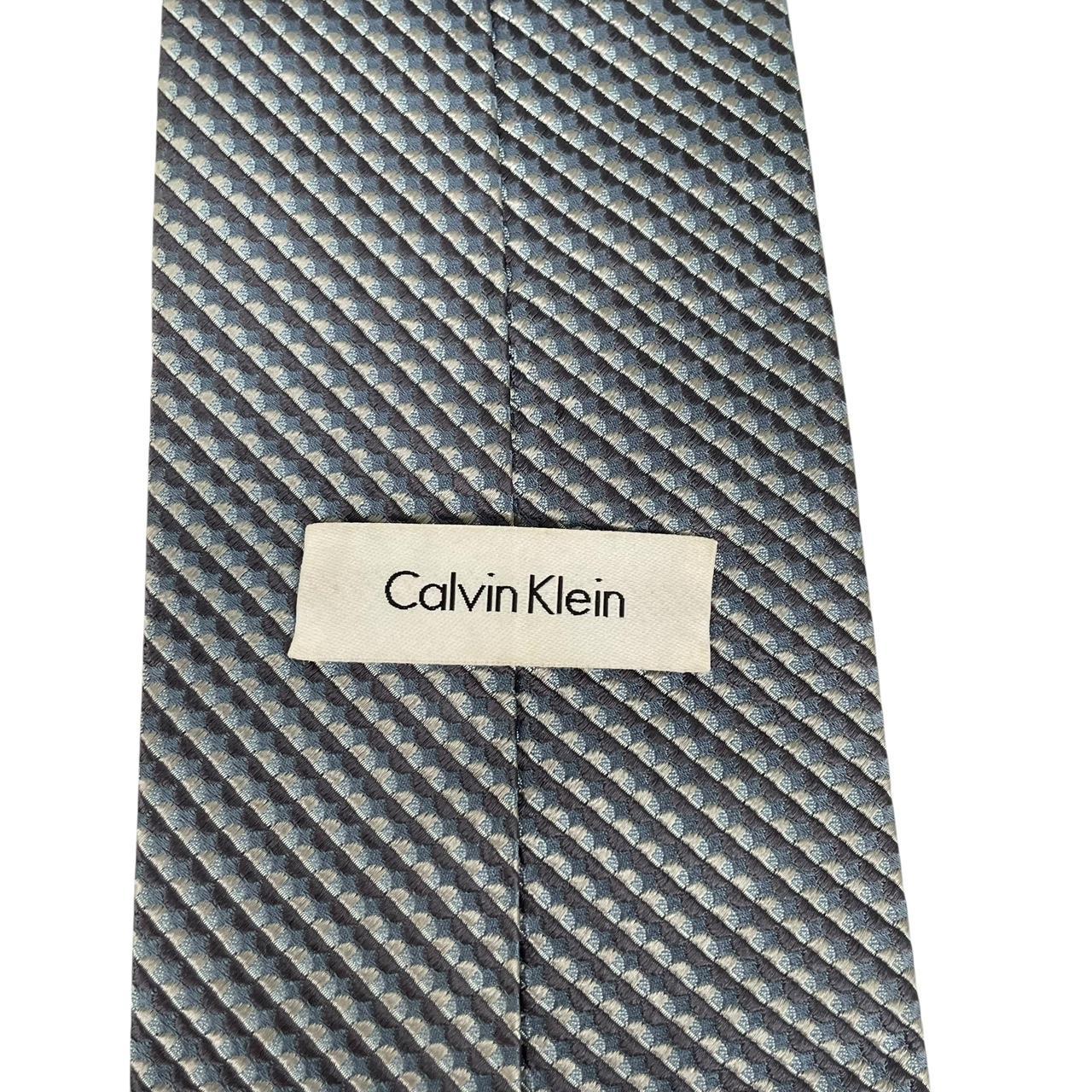 Calvin Klein Blue and Grey Textured Silk Tie