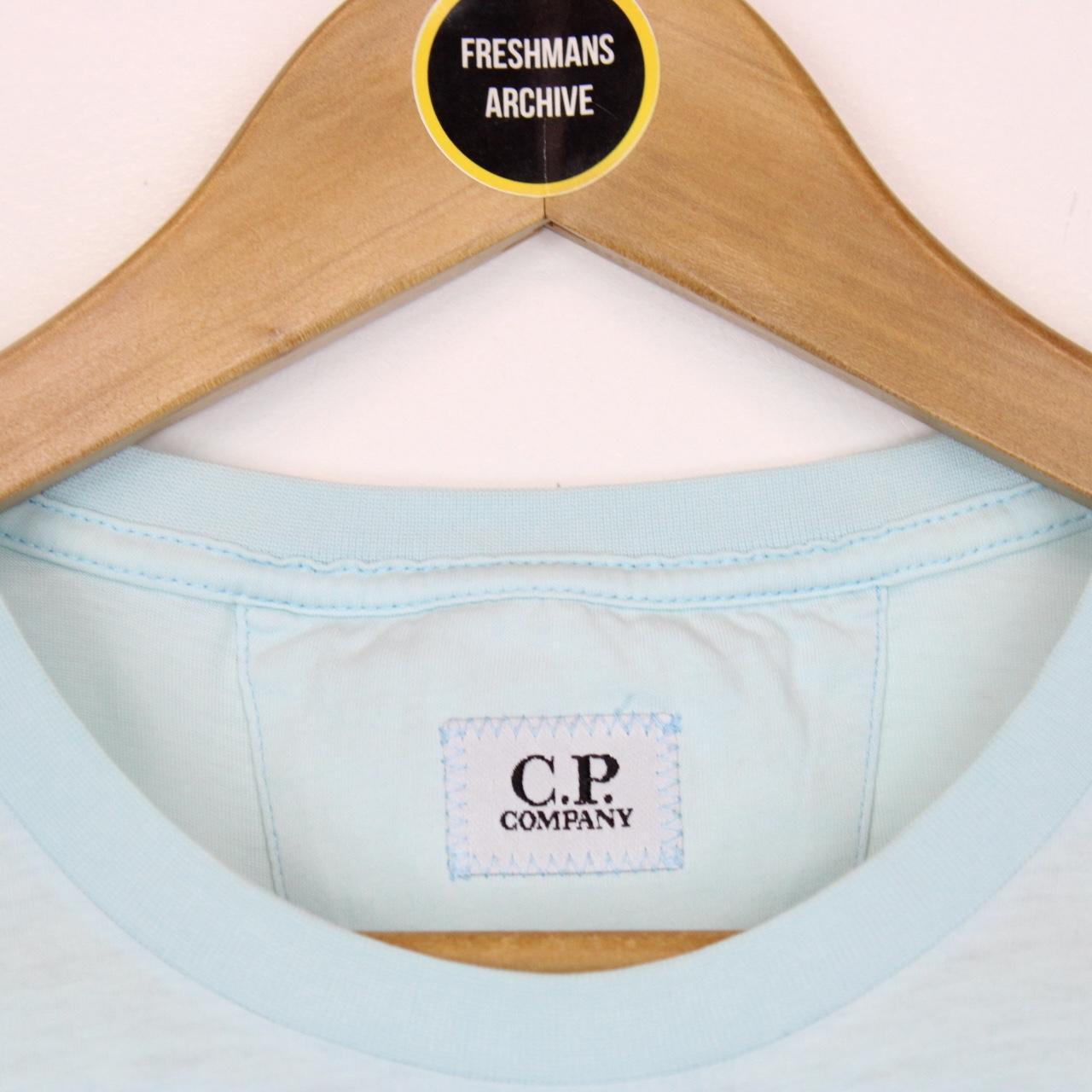 CP Company Light Blue Block Logo Short Sleeve T-Shirt