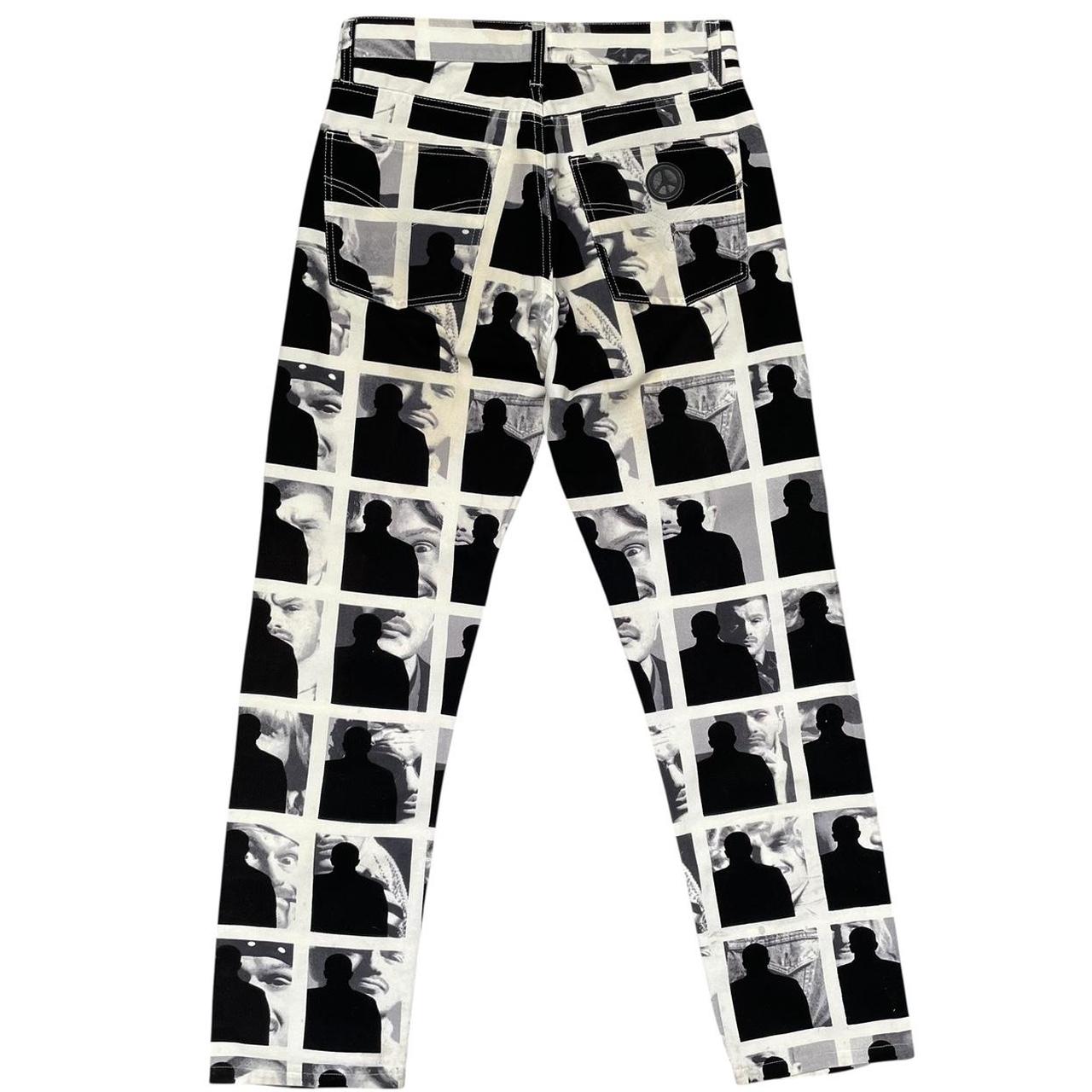 Vintage 1995 Moschino Black and White Franco Moschino Shadow Print Jeans