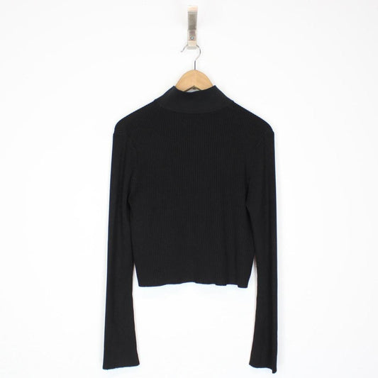 Fred Perry Black Ribbed Full Zip Cardigan Jacket