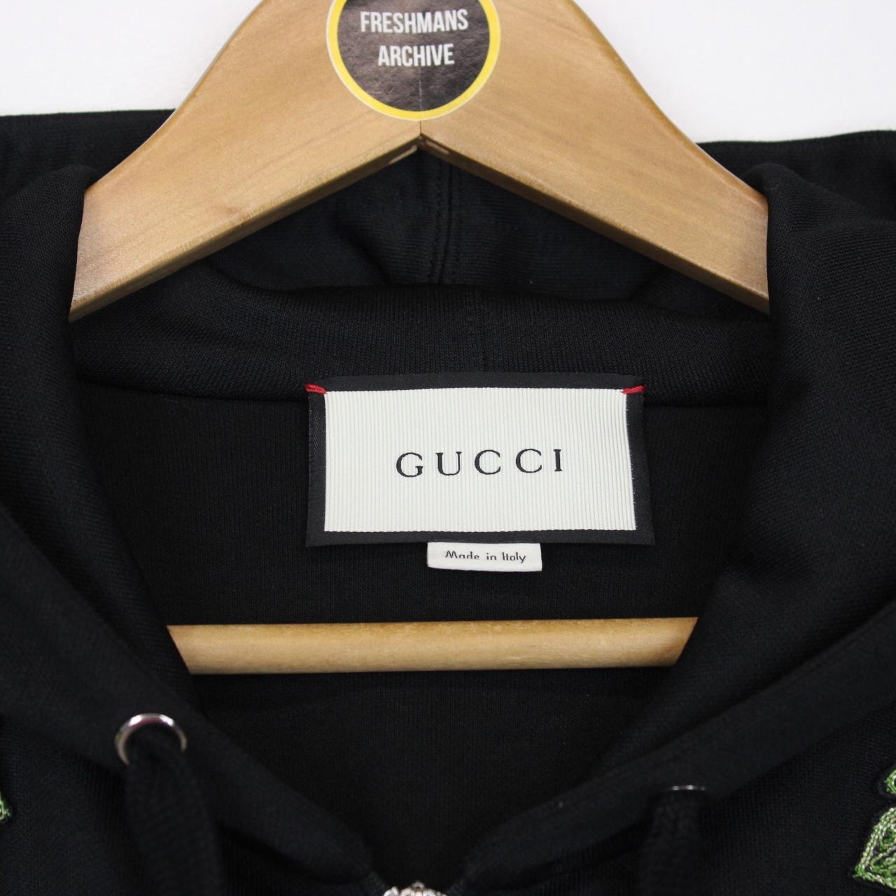 Gucci Black Floral Embroidered Full Zip Hoodie Jumper
