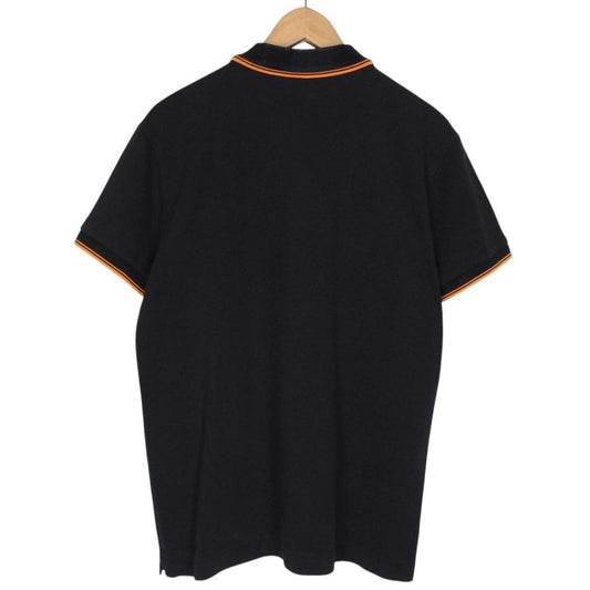 Alexander McQueen Black and Orange Short Sleeve Cotton Polo Shirt