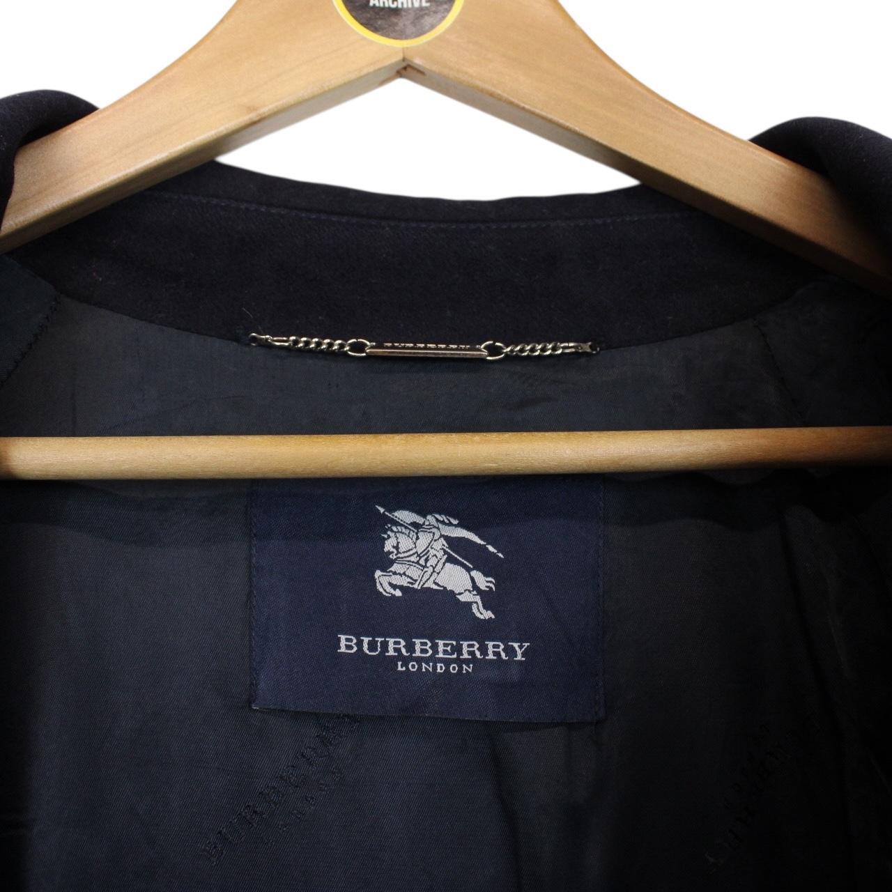 Vintage Burberry London Navy Blue Cashmere Wool Blend Overcoat