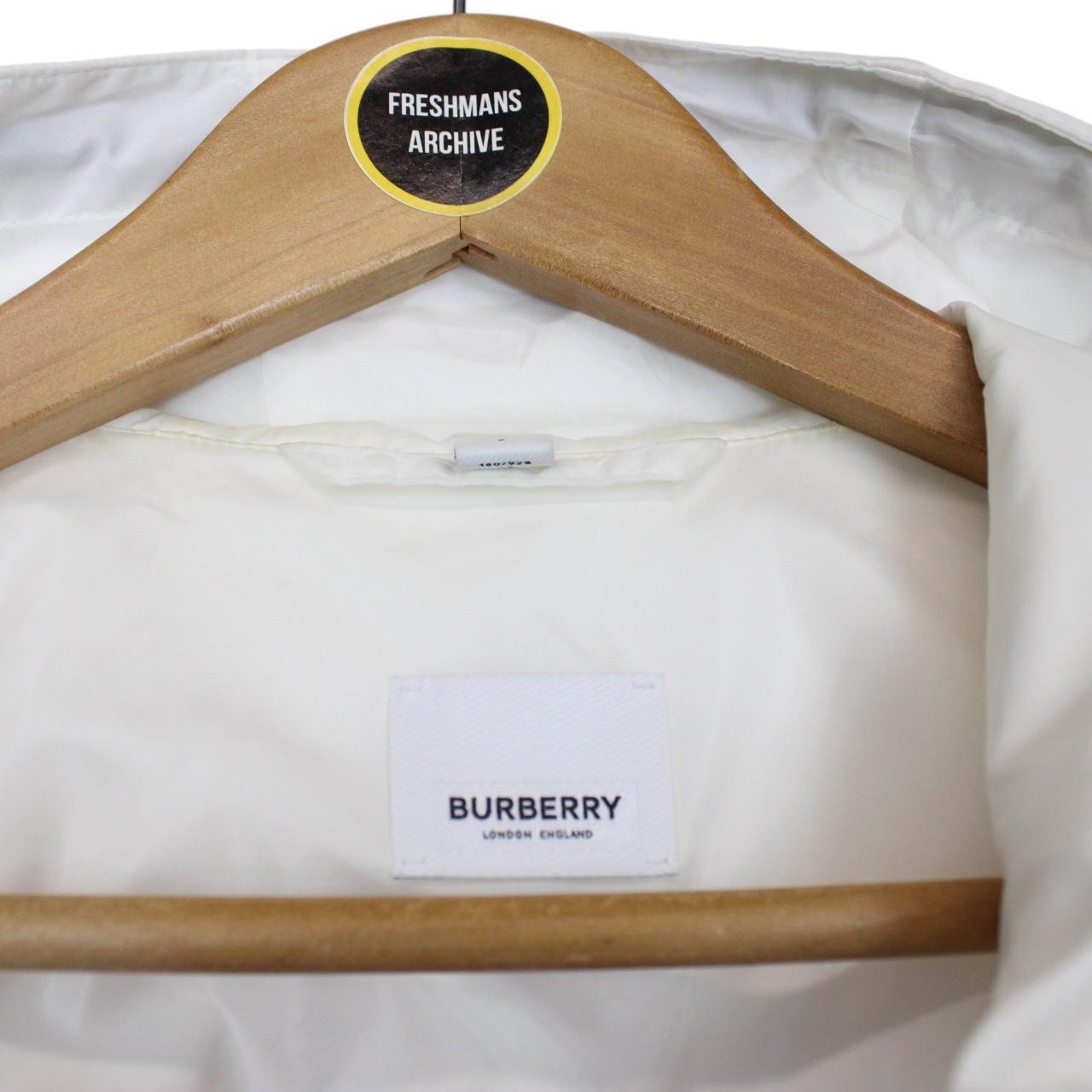 Burberry White and Black Logo Tape Econyl Full Zip Hooded Jacket