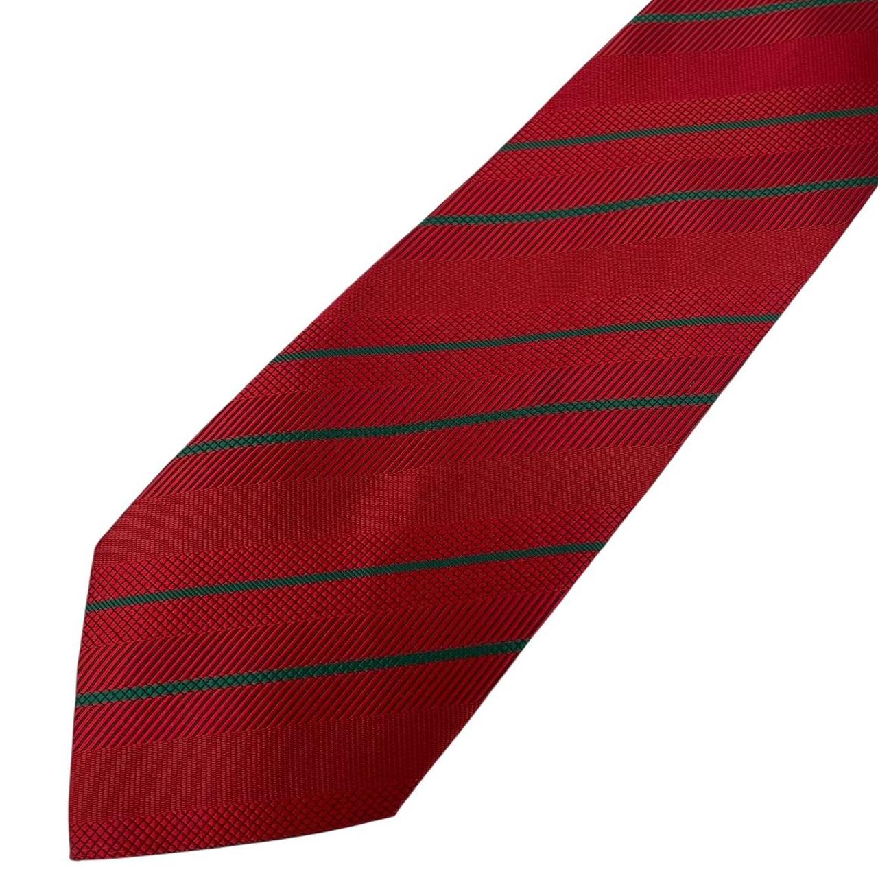 Vintage 90s Hugo Boss Red and Green Striped Silk Tie