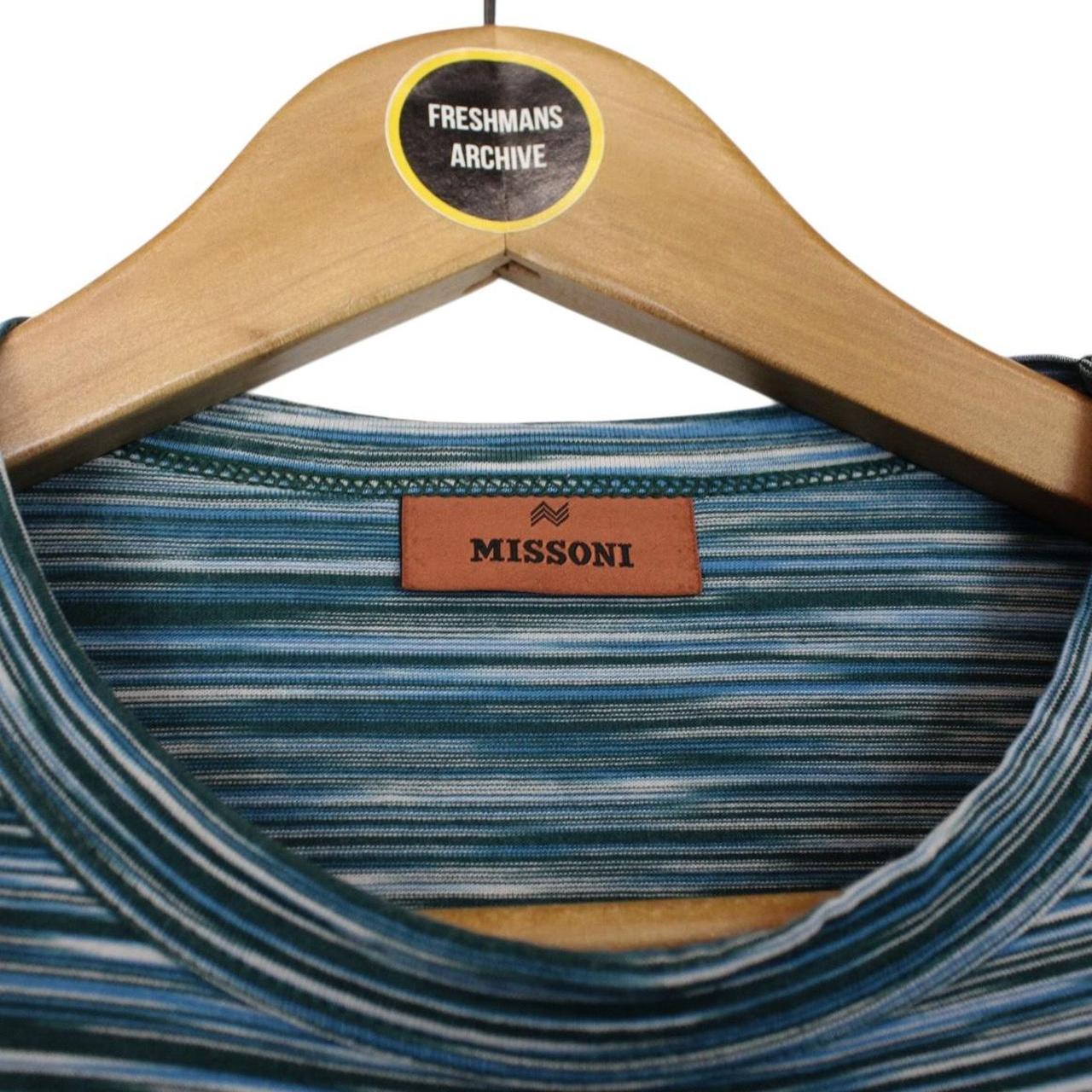 Missoni Green Striped Short Sleeve Cotton T-Shirt