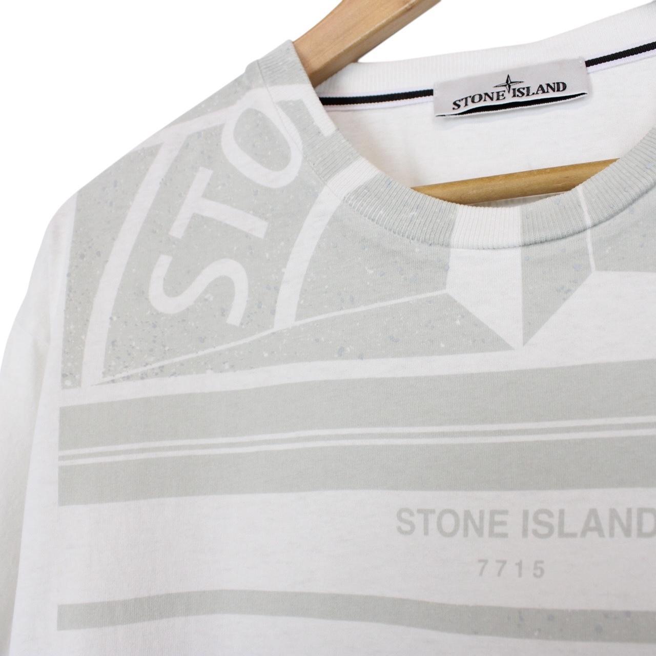 Stone Island AW 2022 White Short Sleeve Cotton Logo Print T-Shirt