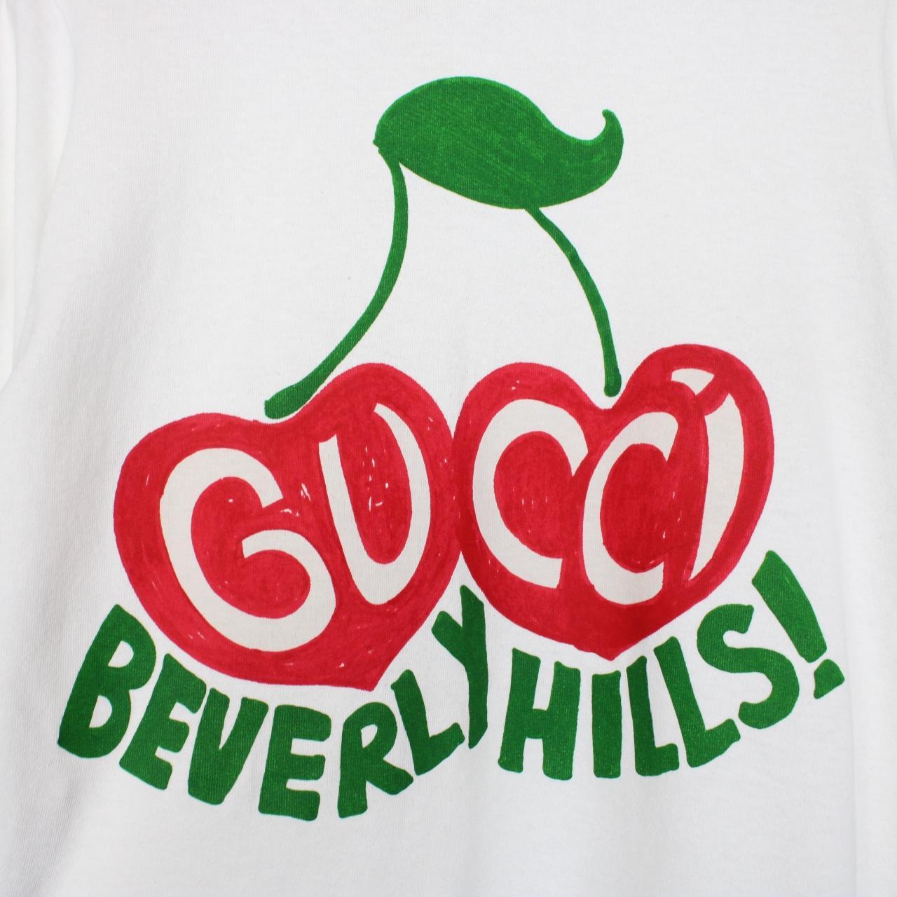 Gucci White Beverly Hills Cherry Print Short Sleeve Cotton T-Shirt