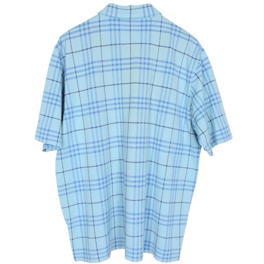 Vintage Burberry Golf Light Blue Nova Check Short Sleeve Cotton Polo Shirt