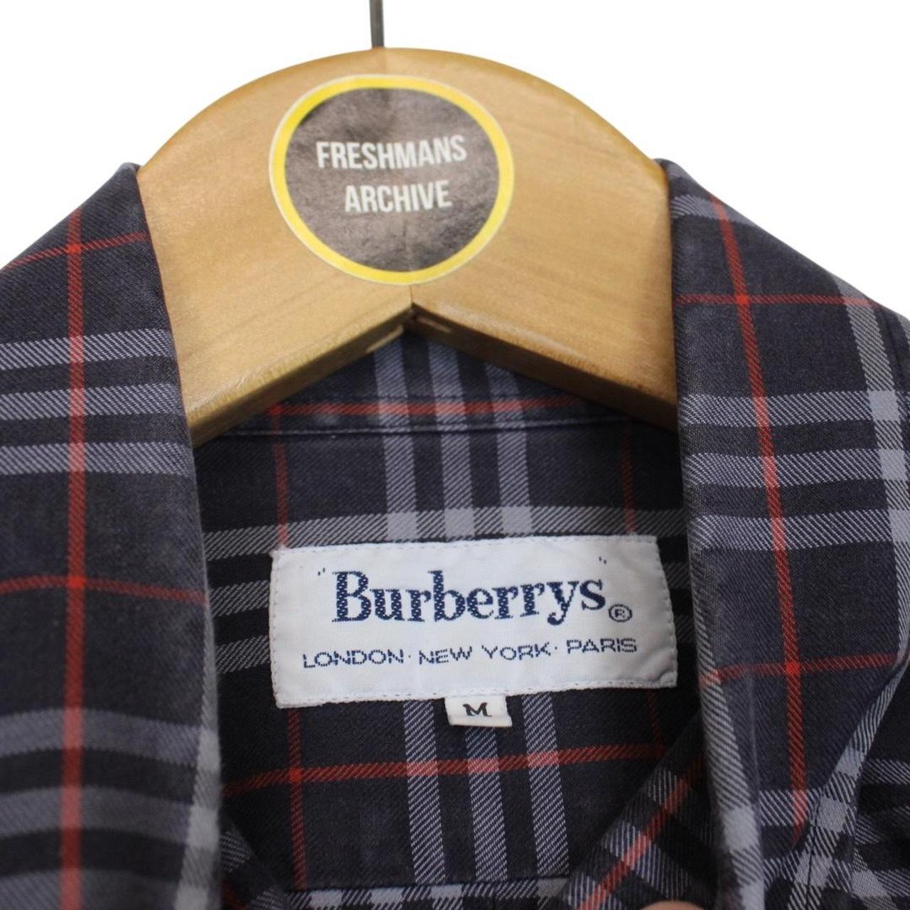 Vintage 90s Burberry Navy Blue Nova Check Short Sleeve Cotton Shirt