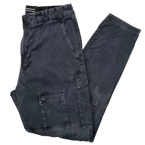 Stone Island AW 2022 Washed Black RE-T Fit Cargo Trousers