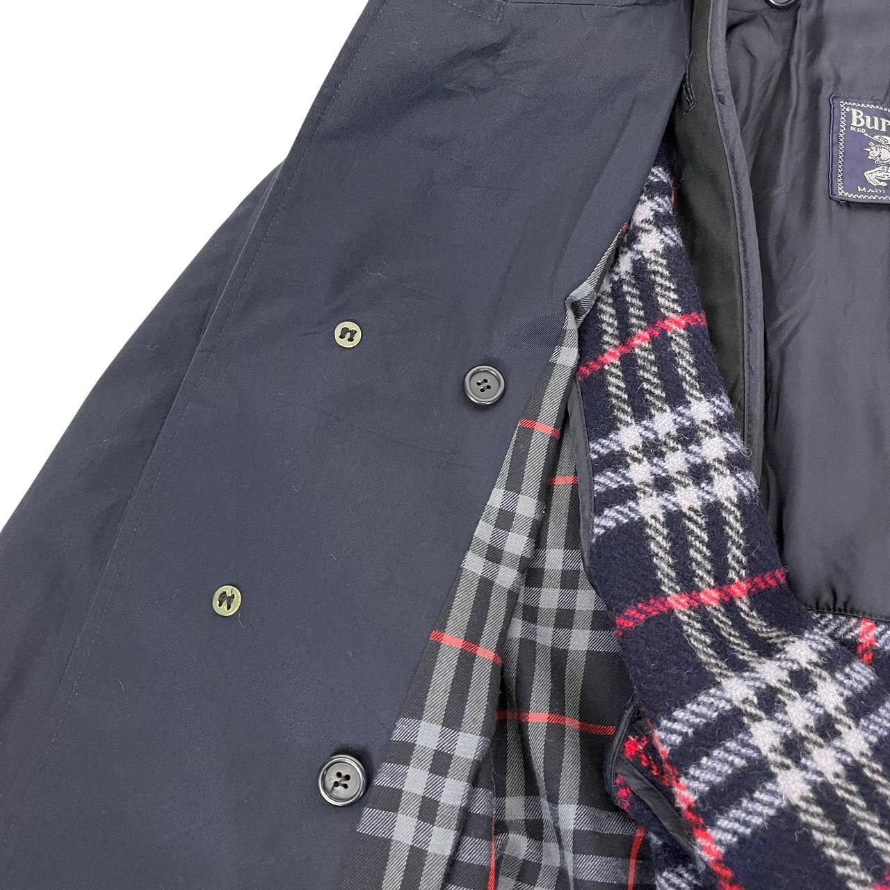 Vintage 90s Burberry Navy Blue Single Breasted Belted Trench Coat