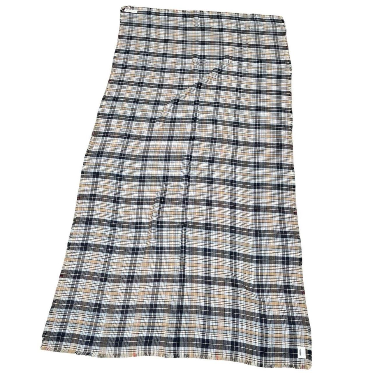 Burberry Beige and Blue Reversible Giant Nova Check Cashmere Shawl