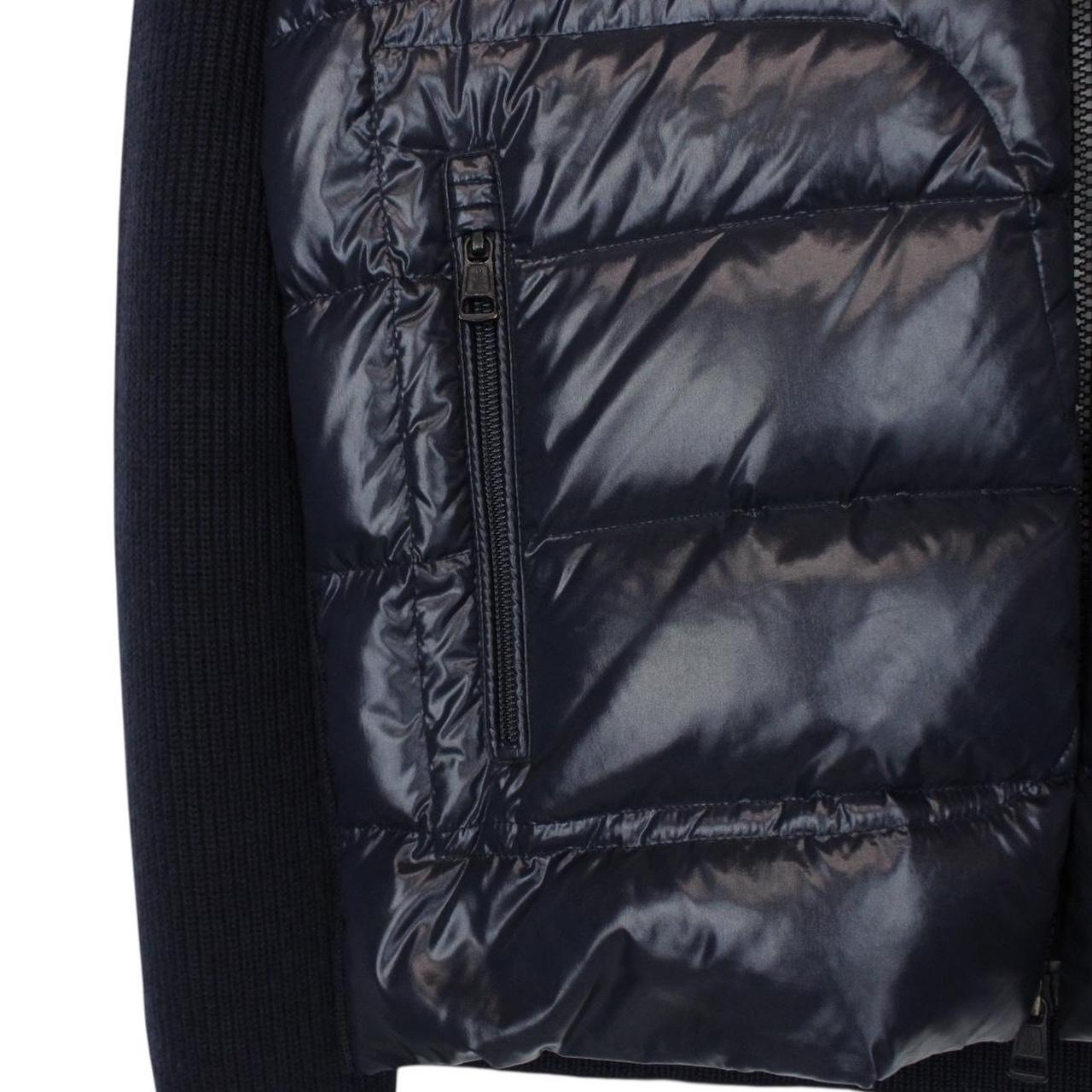Moncler Navy Blue Full Zip Wool/Nylon Down Maglione Cardigan Jacket