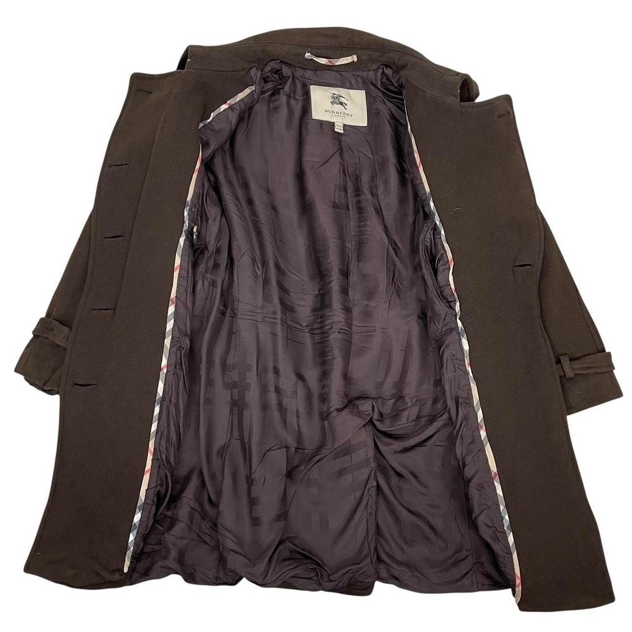 Burberry London Brown Cashmere Wool Double Breasted Belted Trench Coat