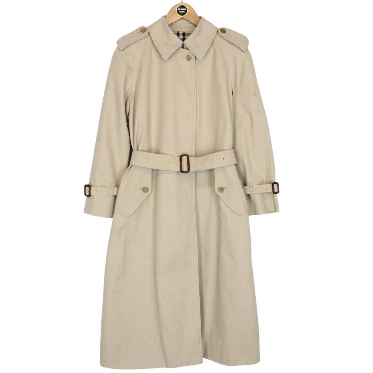 Vintage 90s Burberry Beige Single Breasted Belted Trench Coat