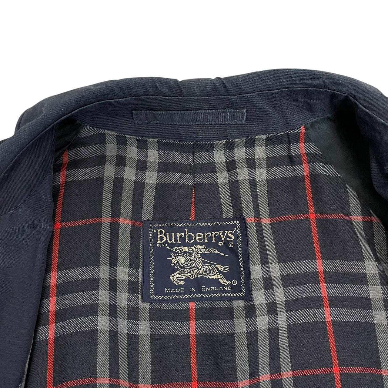 Vintage 90s Burberry Navy Blue Single Breasted Nova Check Trench Coat