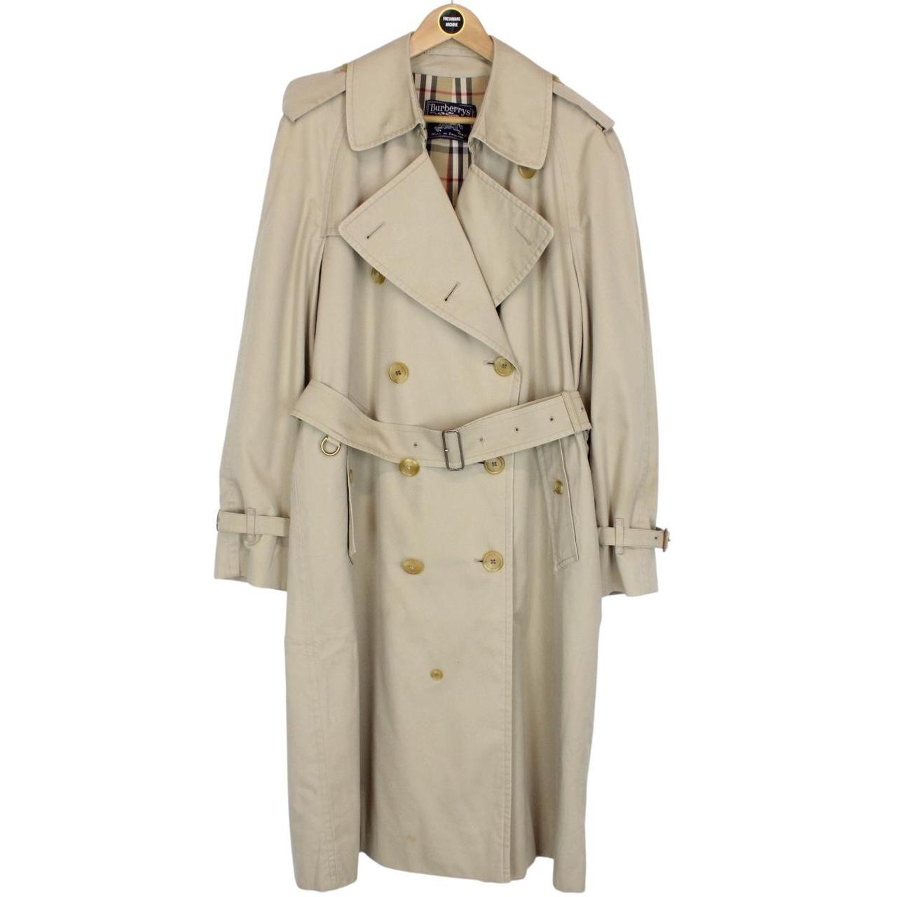 Vintage 90s Burberry Beige Double Breasted Belted Trench Coat