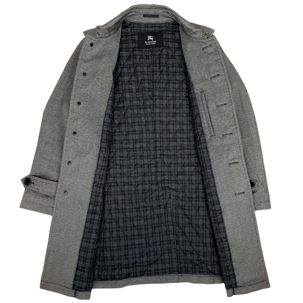 Vintage Burberry Black Label Grey Nova Check Single Breasted Trench Coat