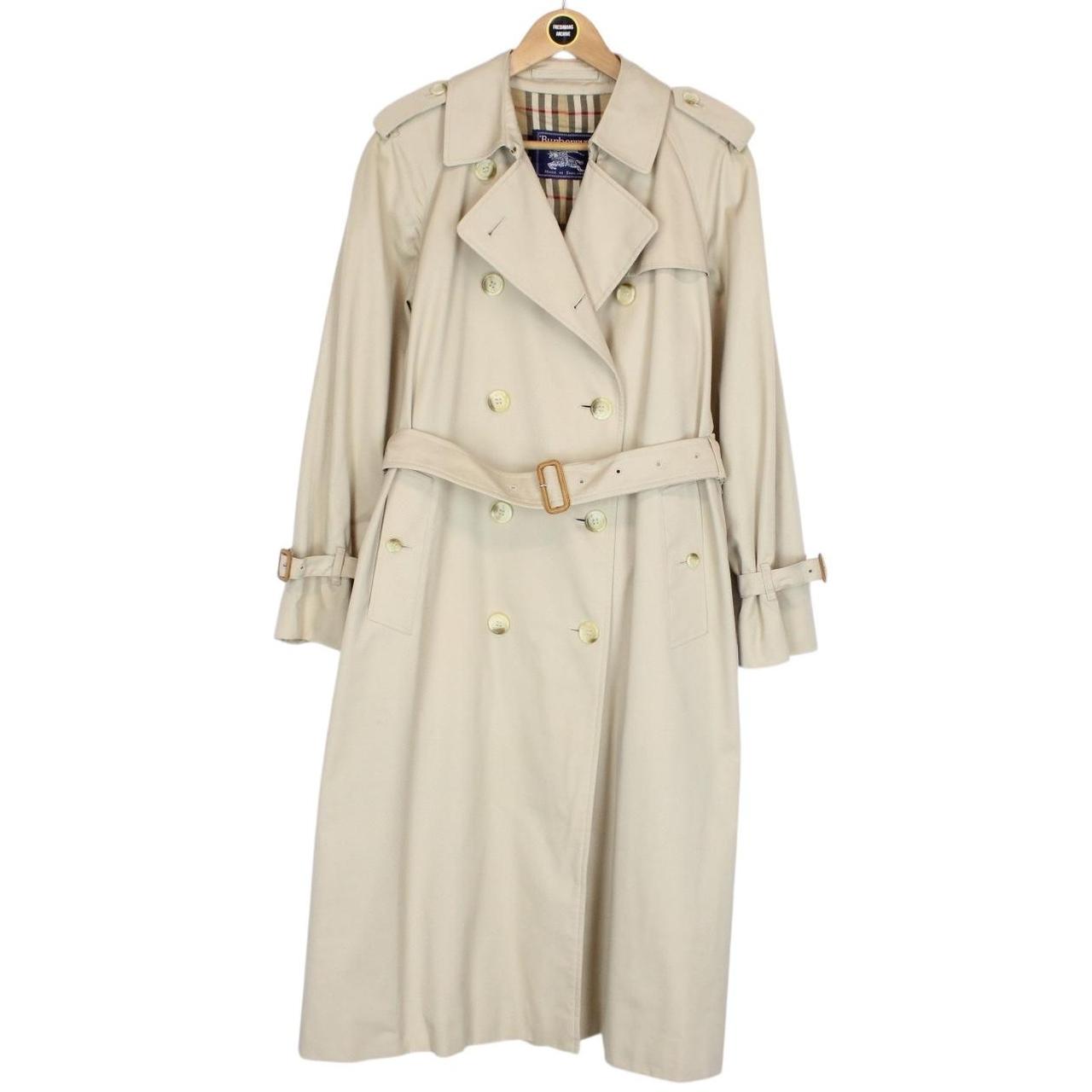 Vintage 90s Burberry Beige Double Breasted Belted Trench Coat