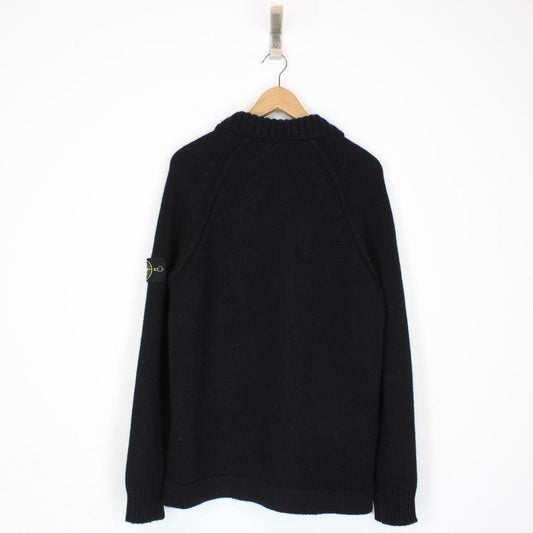Stone Island AW 2018 Black Lana Wool Knit Full Zip Cardigan Jacket