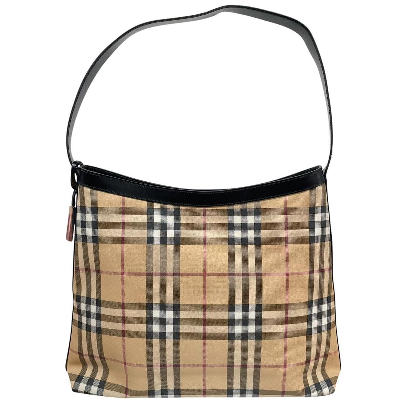 Burberry London Beige and Black Nova Check Coated Canvas Shoulder Bag