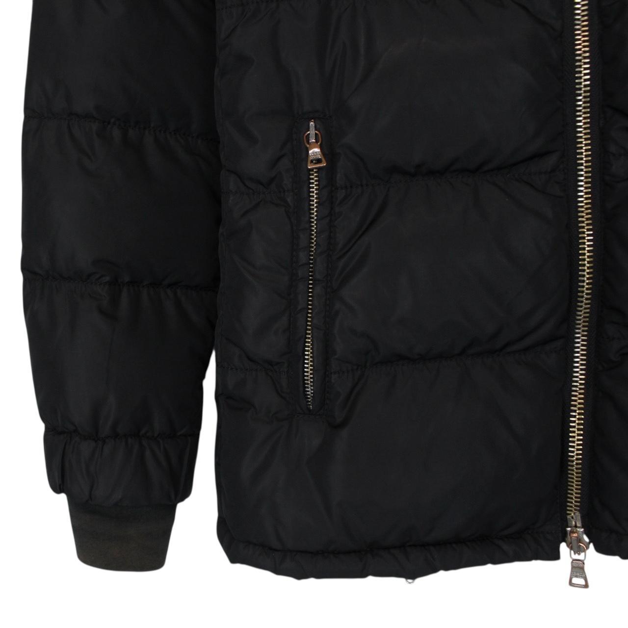 Prada Black Nylon Fur Hood Down Jacket