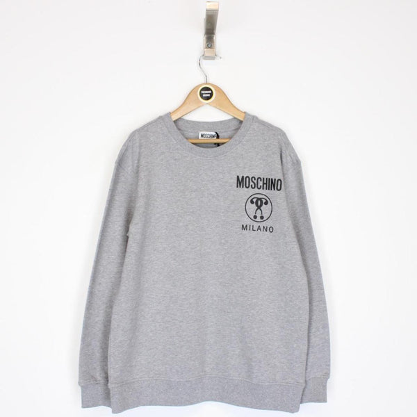 Moschino Grey and Black Logo Print Crew Neck Sweatshirt Jumper