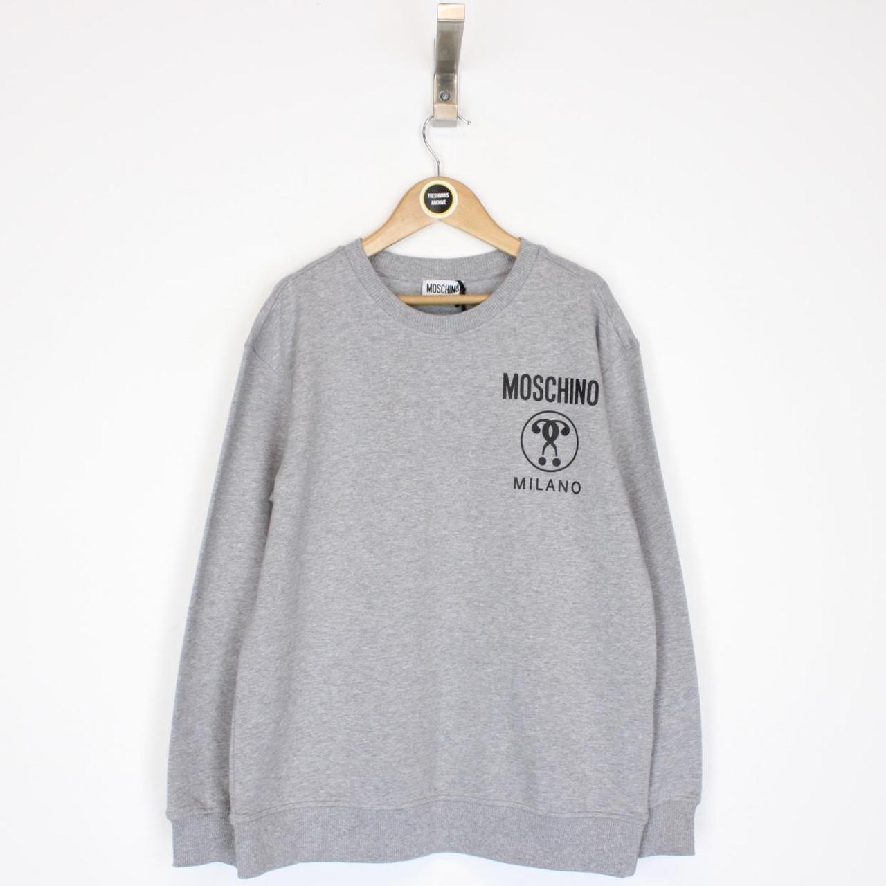 Moschino Grey and Black Logo Print Crew Neck Sweatshirt Jumper