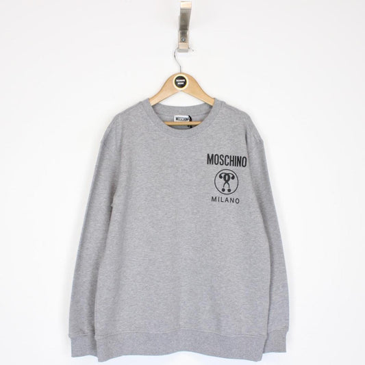 Moschino Grey and Black Logo Print Crew Neck Sweatshirt Jumper