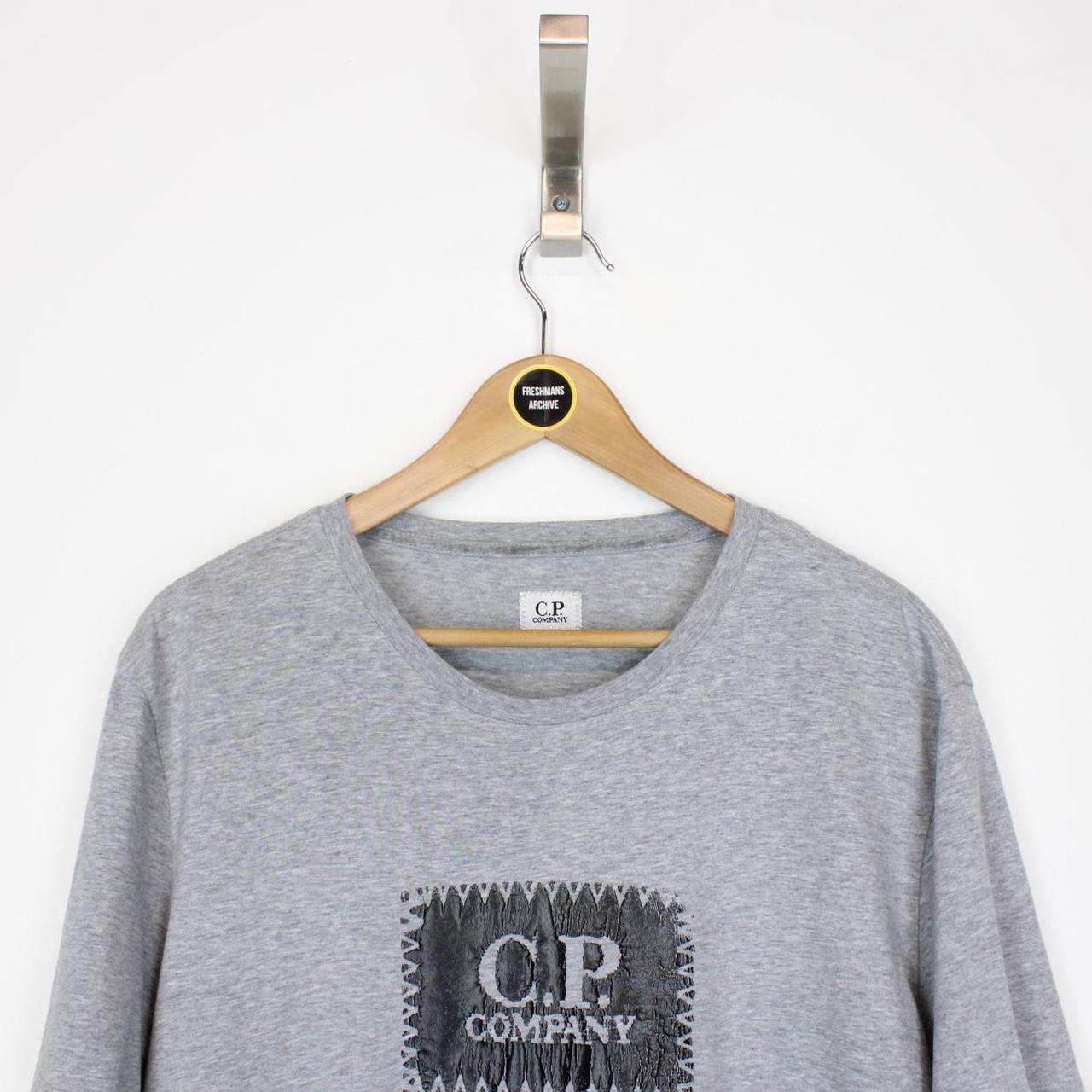 CP Company Grey and Black Block Logo Short Sleeve T-Shirt
