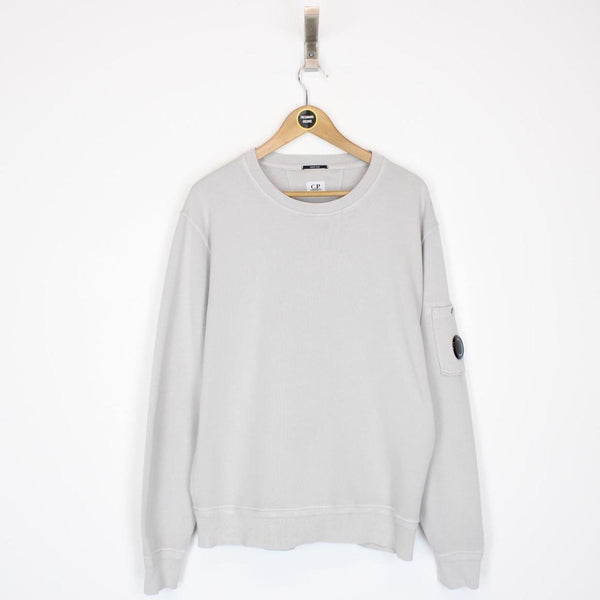 CP Company Grey Resist Dyed Cotton Lens Sweatshirt Jumper