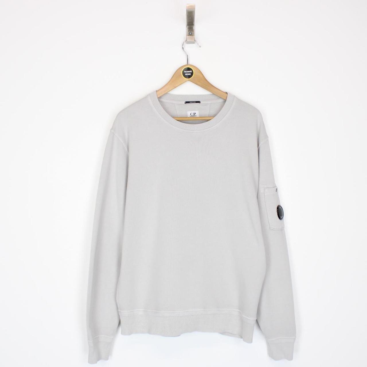 CP Company Grey Resist Dyed Cotton Lens Sweatshirt Jumper