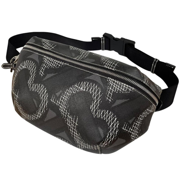 Burberry Sonny Black and Graphite TB Monogram E-Canvas Bum Bag