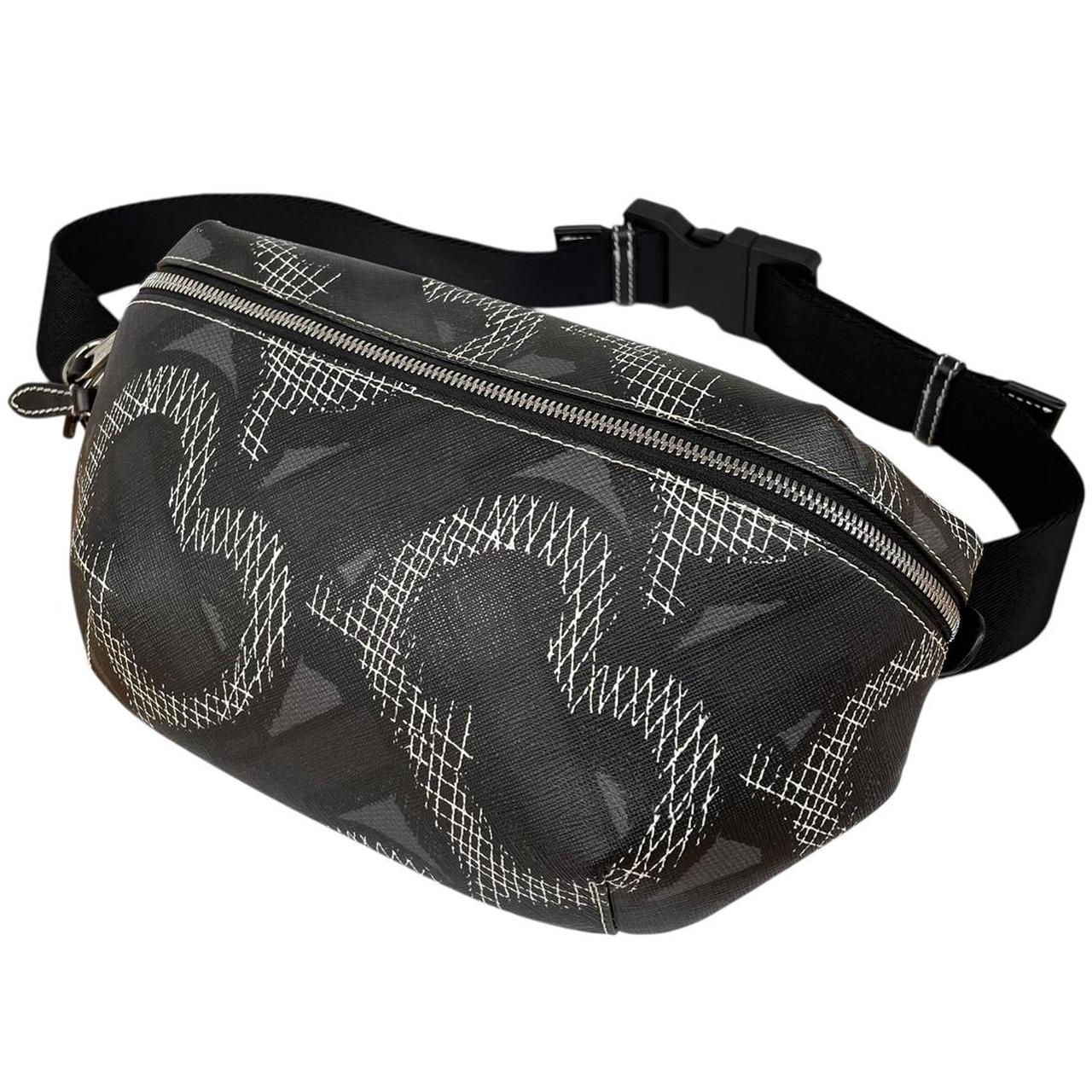 Burberry Sonny Black and Graphite TB Monogram E-Canvas Bum Bag