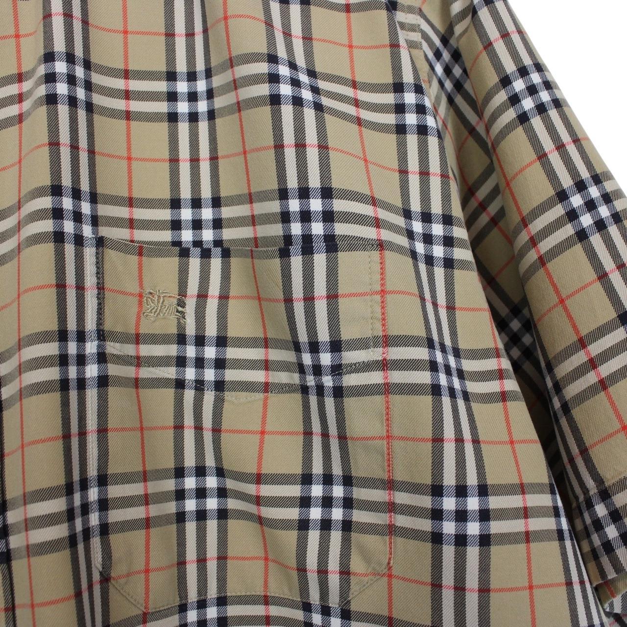Vintage 90s Burberry Tan Brown Nova Check Short Sleeve Cotton Shirt